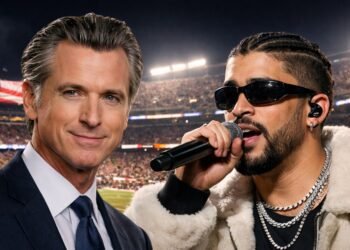Gavin Newsom announcing Bad Bunny Day during Super Bowl LX